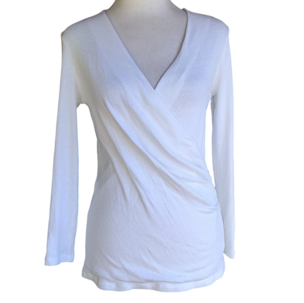 Michael Stars White Surplice Front Crepe Feel One Size